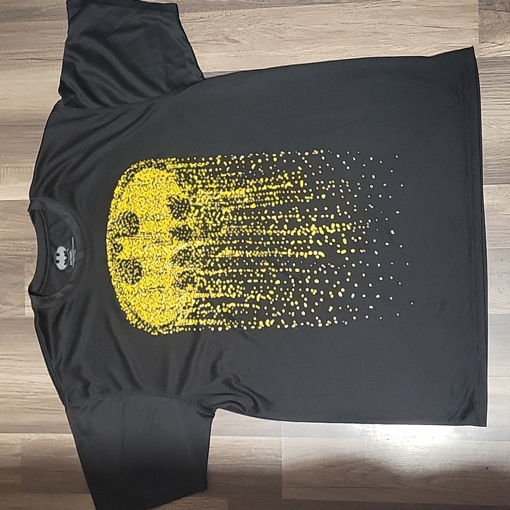 BATMAN Black textured moisture wicking short sleeve Mens L tee